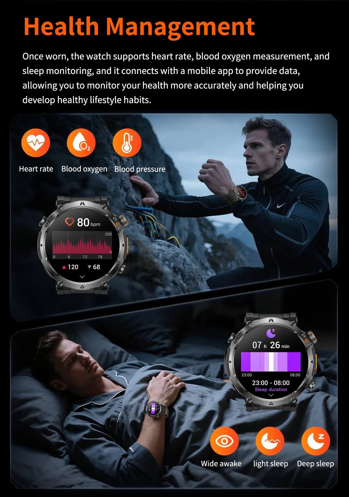 2026 New GPS Ultra Outdoor Sports Smart Watch 1.7" AOD Compass 5ATM Waterproof 170+ Sports Man Durable Military Call Smartwatch