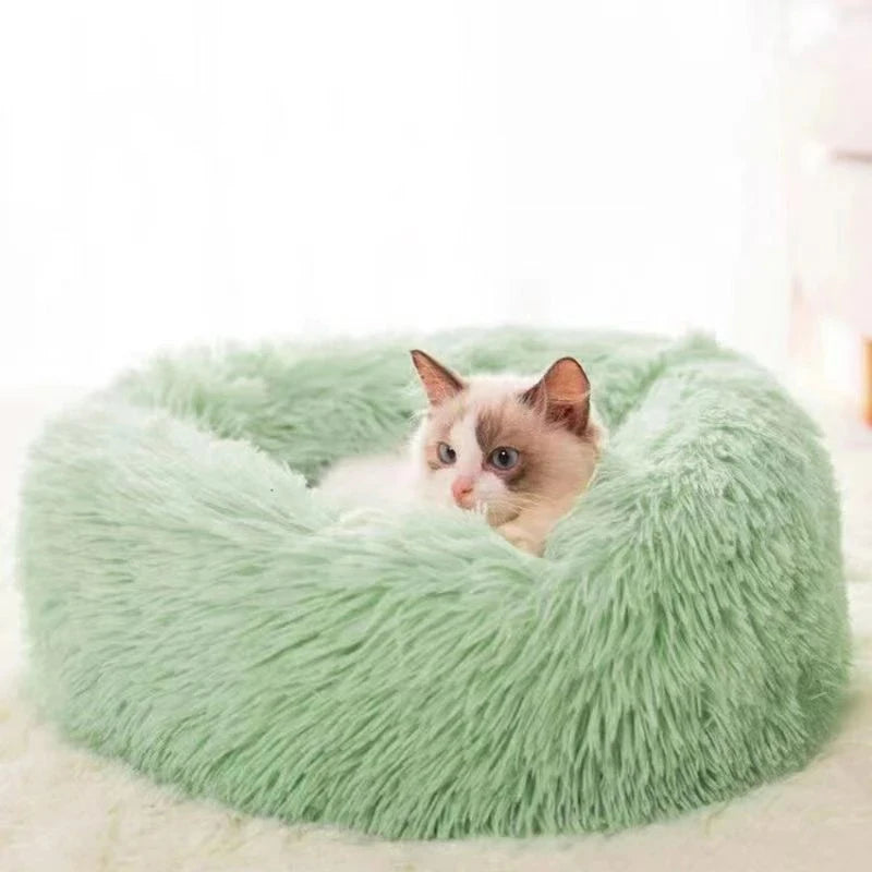 Cat Bed Round Autumn And Winter Soft Plush Pet Bed Dog Sofa Bed Plush Comforter Nest Shell Cat Nest Semi-enclosed Cat Nest