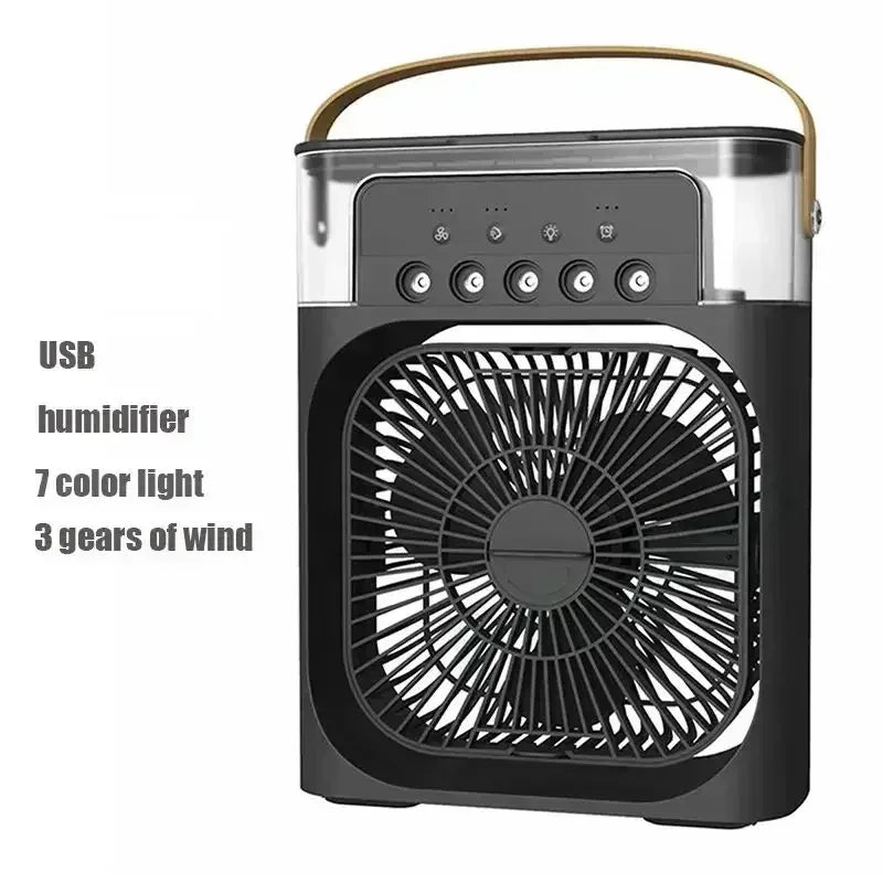 Fan - 3 in 1 Portable Desktop Humidifier Cooler USB Mini Air Conditioner Night Light Spray Quiet Summer Cooling for Home