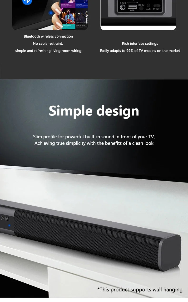 2025 6D surround sound home theater speaker system mobile phone bass wireless Bluetooth speaker long TV soundbar speaker TF/AUX