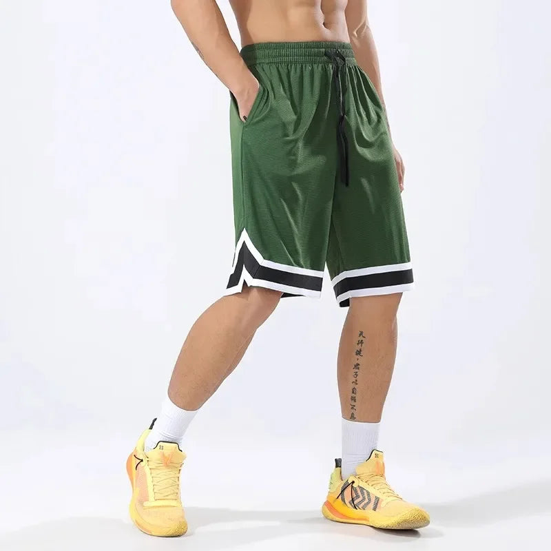 Basketball Pants Sports Running Training Casual Pants Five-point Basketball Shorts Double-sided Zipper Pocket Fitness Men Loose
