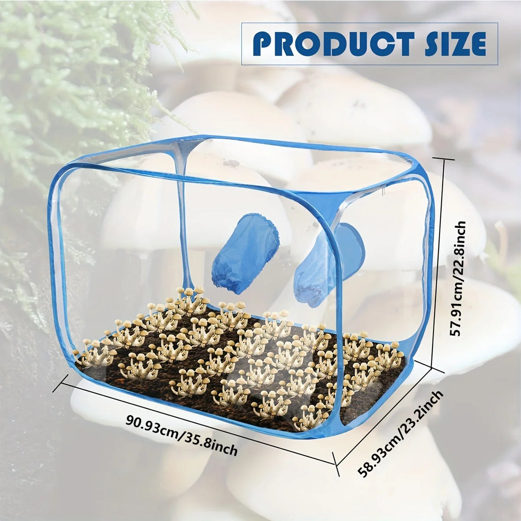 1pc Portable PVC Mushroom Growing Still Air Box, Foldable Pop Up Mushroom Grow Tent Container
