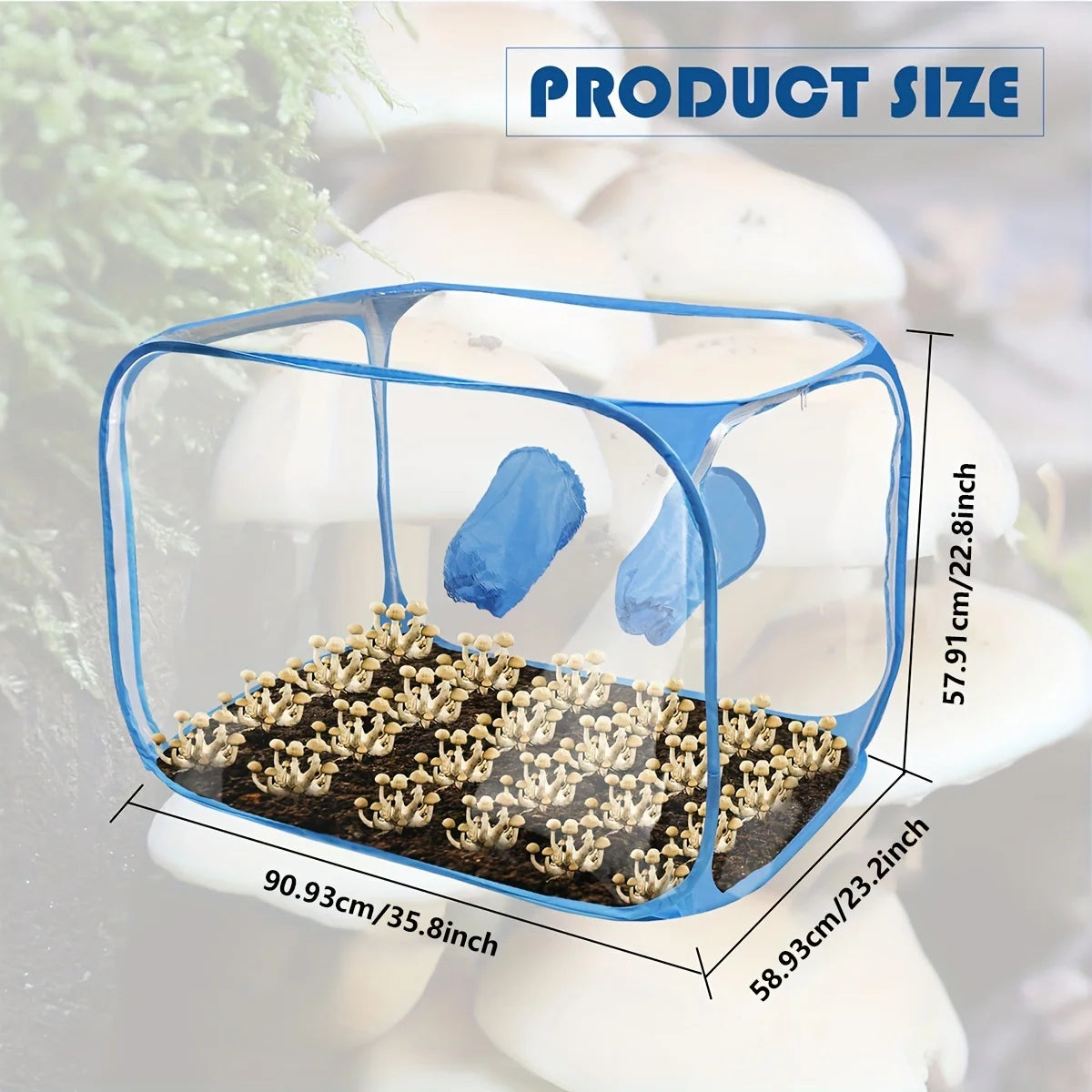 1pc Portable PVC Mushroom Growing Still Air Box, Foldable Pop Up Mushroom Grow Tent Container