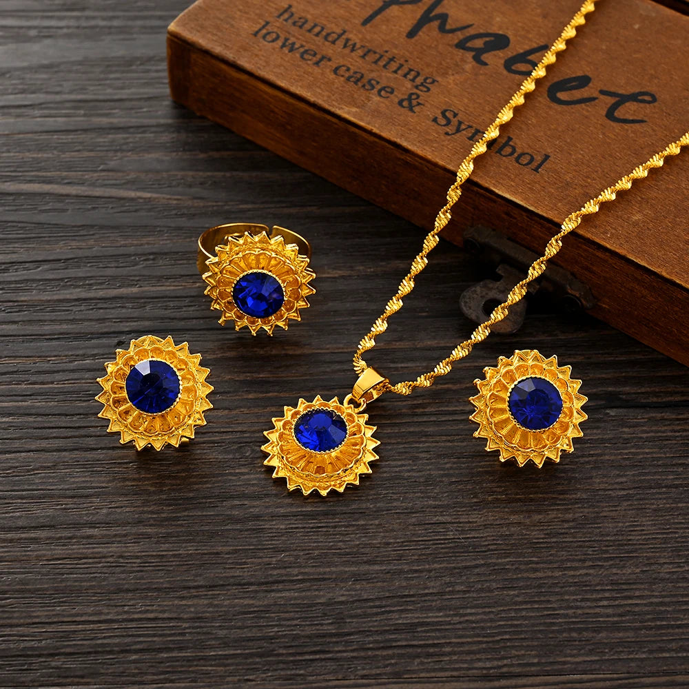 24K Gold Color Ethiopian Traditiona Newest Item Jewelry Sets  Ethiopia Eritrea Sets For Women's Habesha Wedding Party Gifts