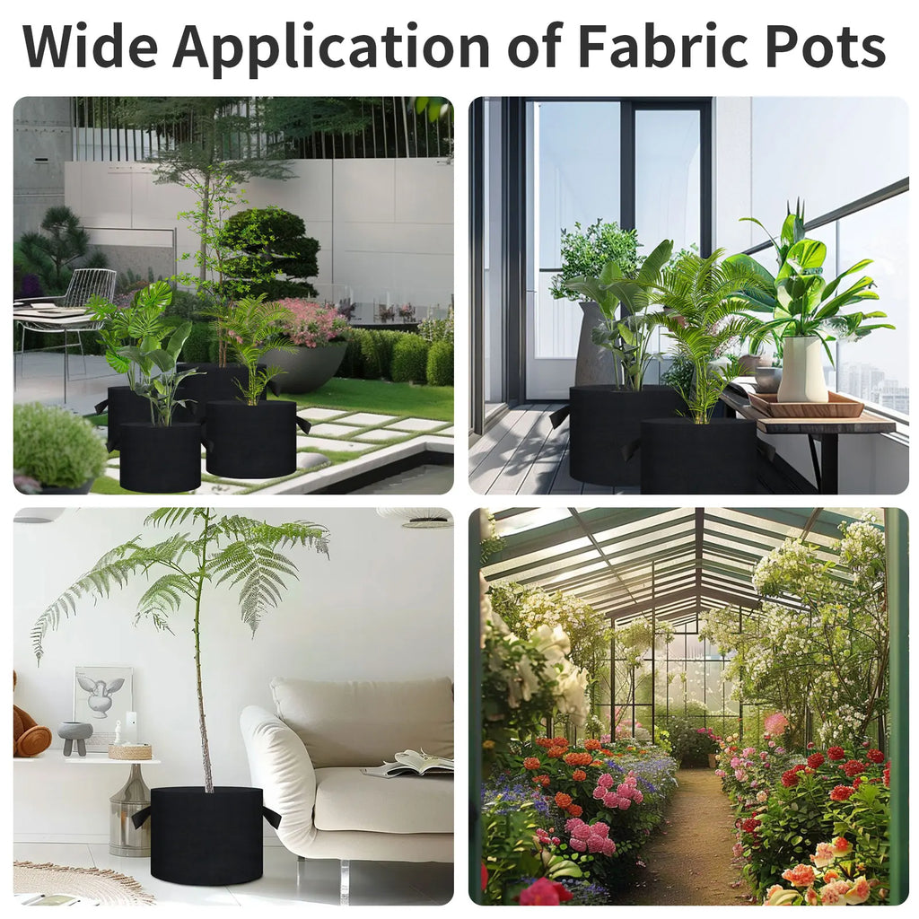 5-20 Pack 5/10/15 Gallon Reusable Grow Bag 300G Thickened Nonwoven Fabric Pots with Handles For Garden Vegetable/Flower Planting