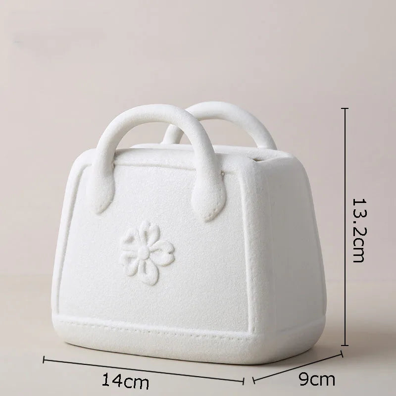 Creative Woven Handbag Vase Ceramic Flower Pots Decorative Flower Arrangement Desk Decoration Ornaments Crafts Floral Vases