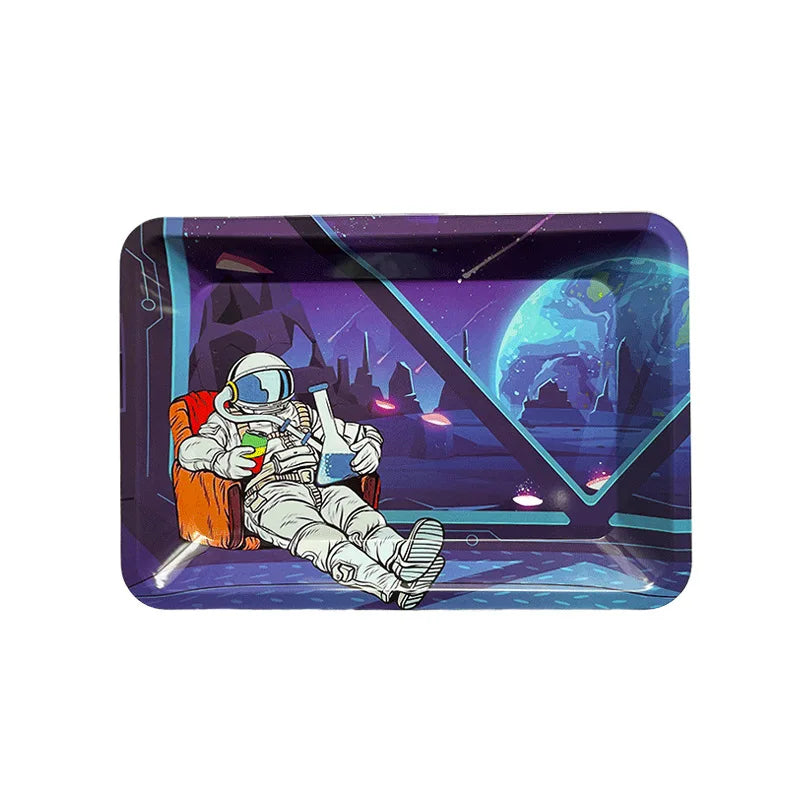 Cigar Rolling Tray Metal Storage Container Tinplate Household Supplies Accessories Size 18x12.5cm Storage Trays Various Patterns