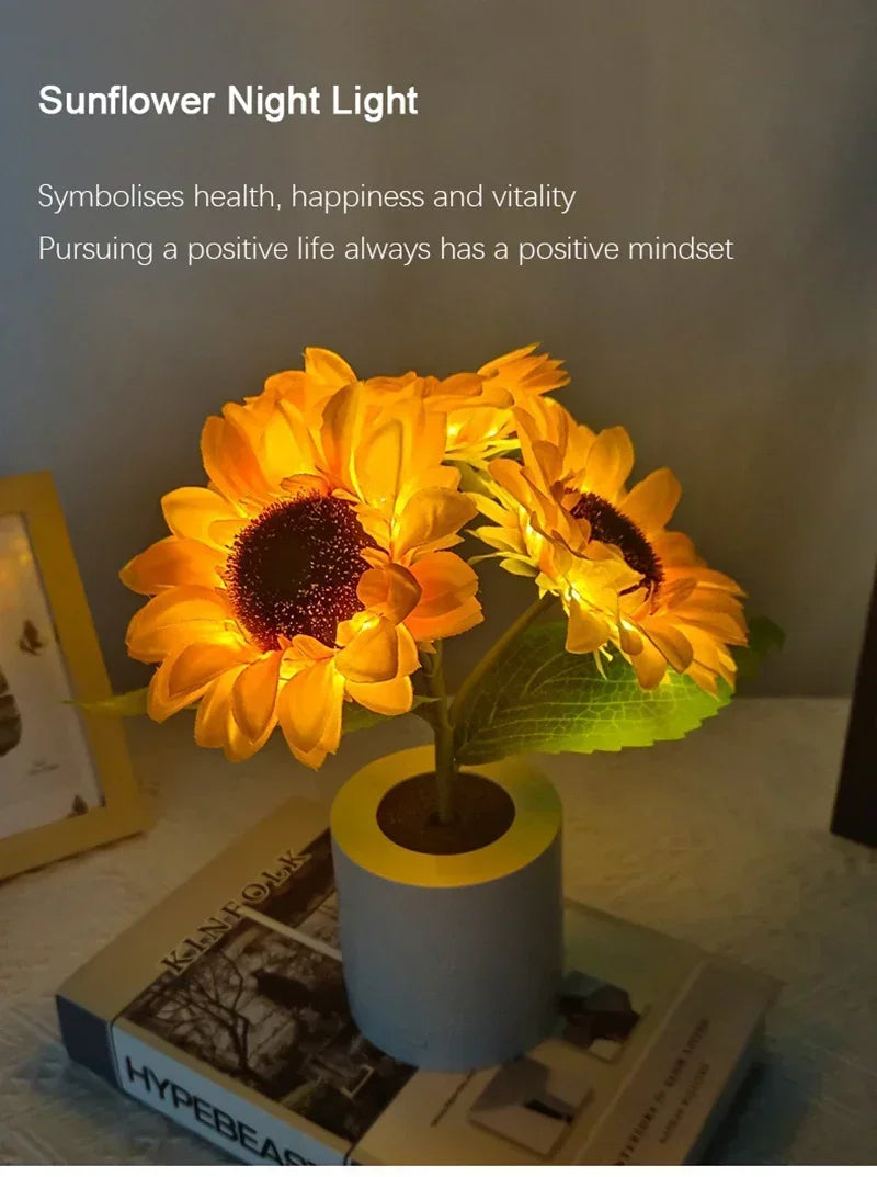 3 LED Night Light Rechargeable Sunflower Lights Interior Lighting Bedroom Bedside Desktop Decoration Table Lamp Night Lamps