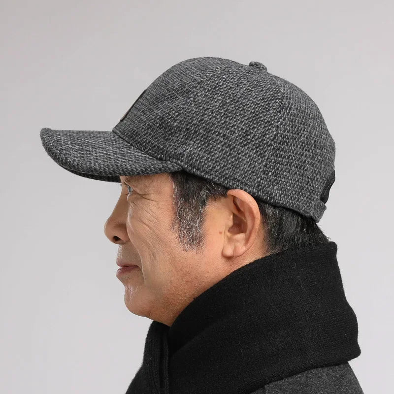Baseball Cap Autumn Woolen Knitted Designer Men's Winter Cap Thicken Warm Hats with Earflaps Men's Brand Hats Dad Trucker Hats