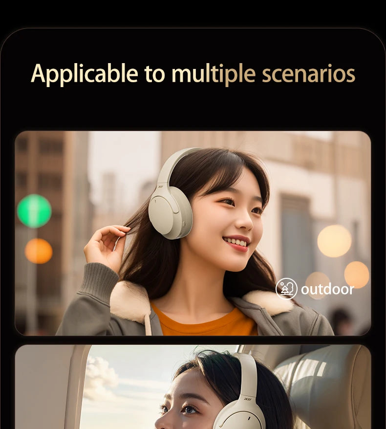 Acer OHR305 ANC Wireless Headphones Head Tracking 3D Spatial Audio -42dB ANC Bluetooth 5.4 HIFI Headset ENC HD Mic Low-Latency