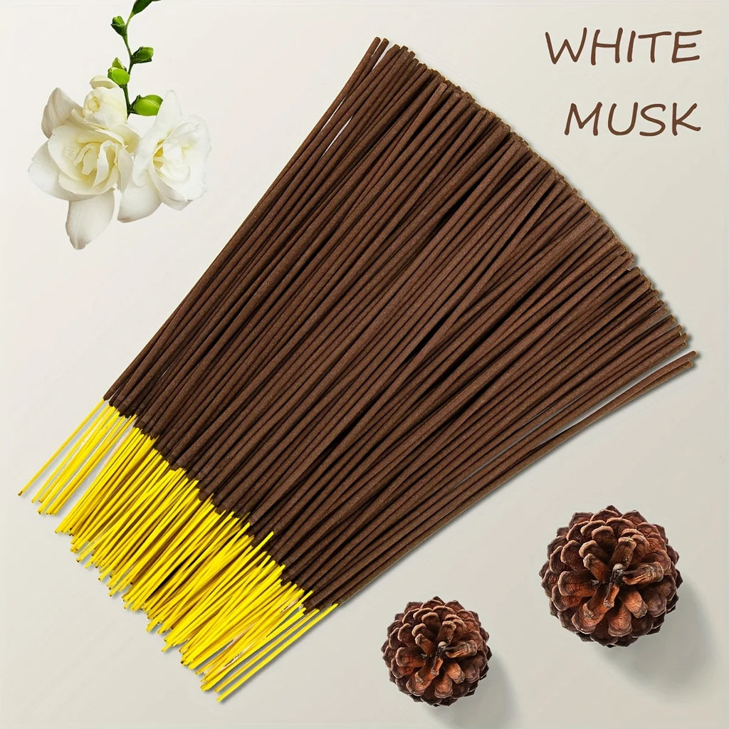 29/60/110/210Pcs, White Musk Floral Incense - Natural Plant Extracts, Long-Lasting Burning, Eliminates Odors, Long-Lasting Fragrance, Artificial Wood with Herbal and Musk Essence, Suitable for Home, Office, Meditation, Yoga -