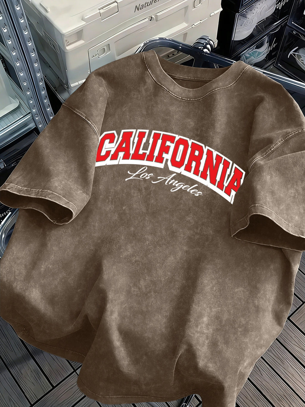 California Los Angeles City Art Letter Retro T-Shirt Mens Cotton Comfortable Tee Trendy Loose Snow Wash Clothing Soft Male Tops