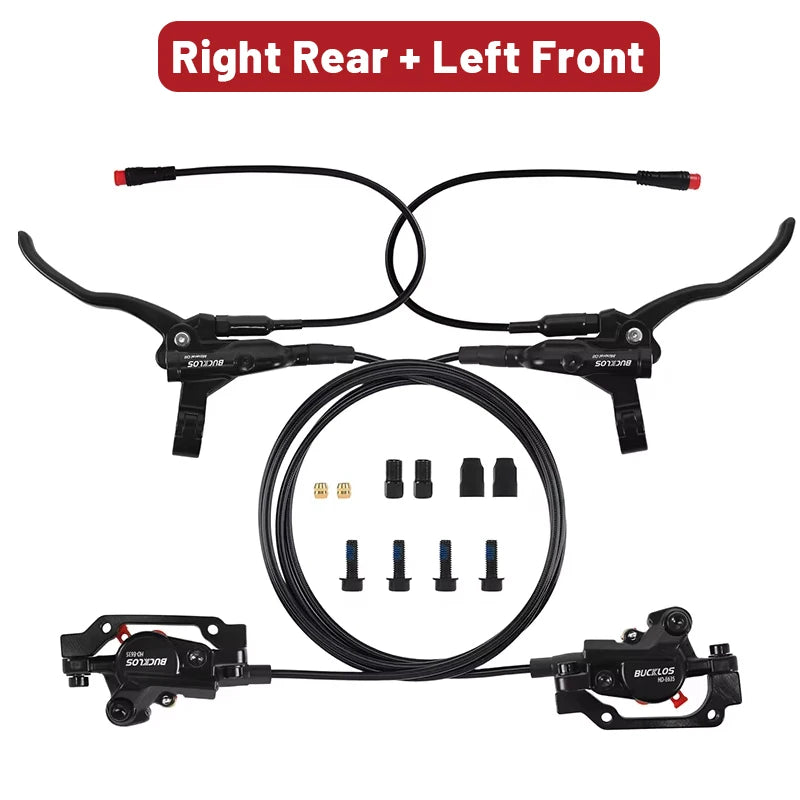 BUCKLOS Power Off Electric Bicycle Brakes 2 Piston with G3 Rotor E-Bike Hydraulic Disc Brake Set Aluminum Alloy Bike Brakes