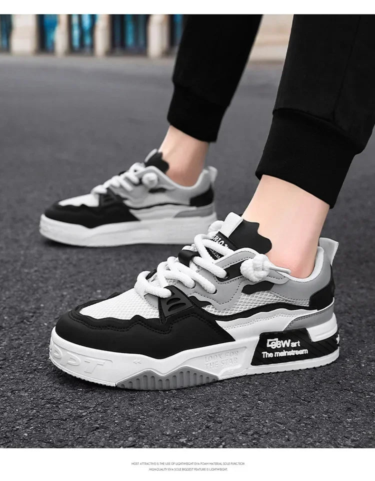 2025 new large-sized men's shoes, all-season fashion and versatile, soft-soled white sneakers and sports shoes