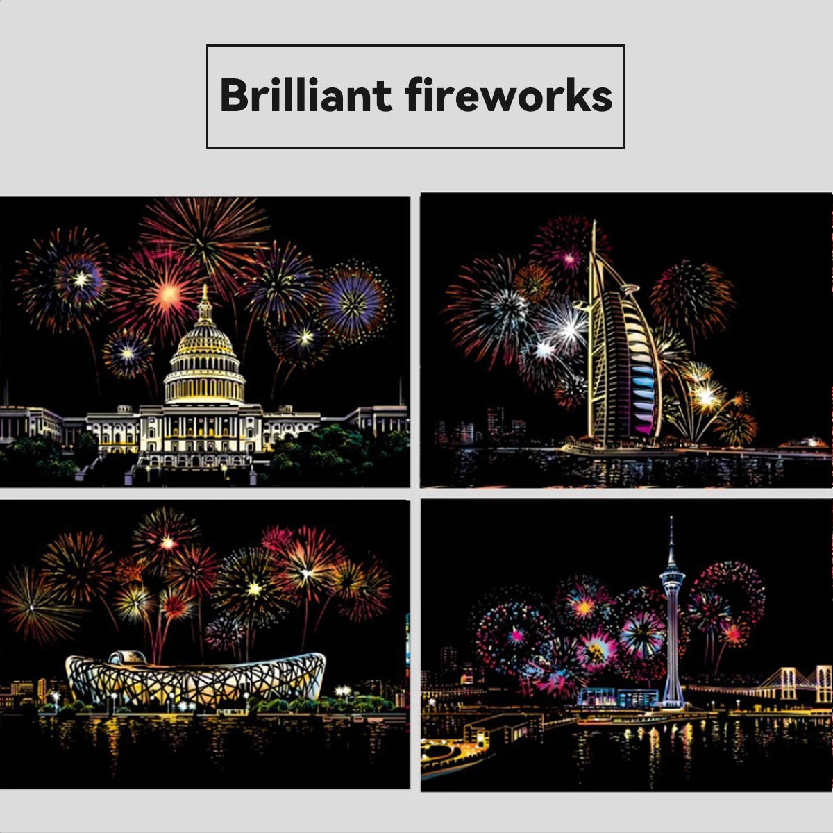 A4 Scratch Paper Art Crafts World Landscape Scraping Paintings Adult Decompression Toys Kids Creative DIY Handmade Gifts