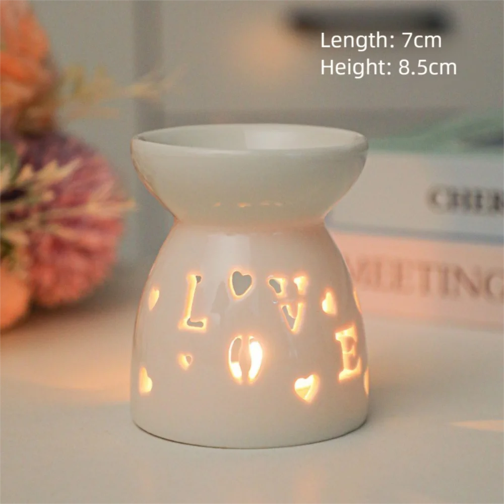Ceramic Handicrafts Candle Holders Hollow Patterns Essential Oil Burners Candle Lamps Incense Lamps Home Living Room Decoration