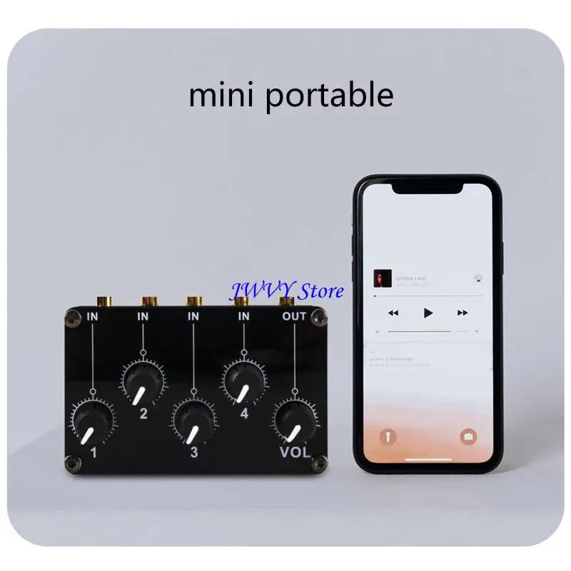 573A 4 Channel Line Mixer Portable Passive Analog Sound Mixing Console Highest Sound Quality Stereo Mixer