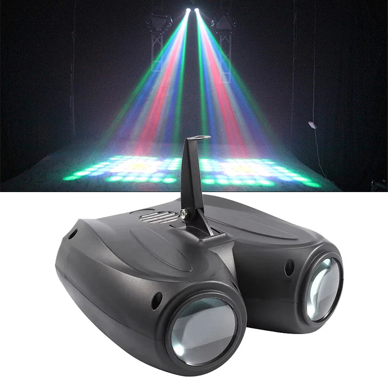 DJ Double Head Airship Light 128LEDs RGBW Patterns Stage Effects Lighting Auto/Sound Actived Disco Home Club Dance Party Lights