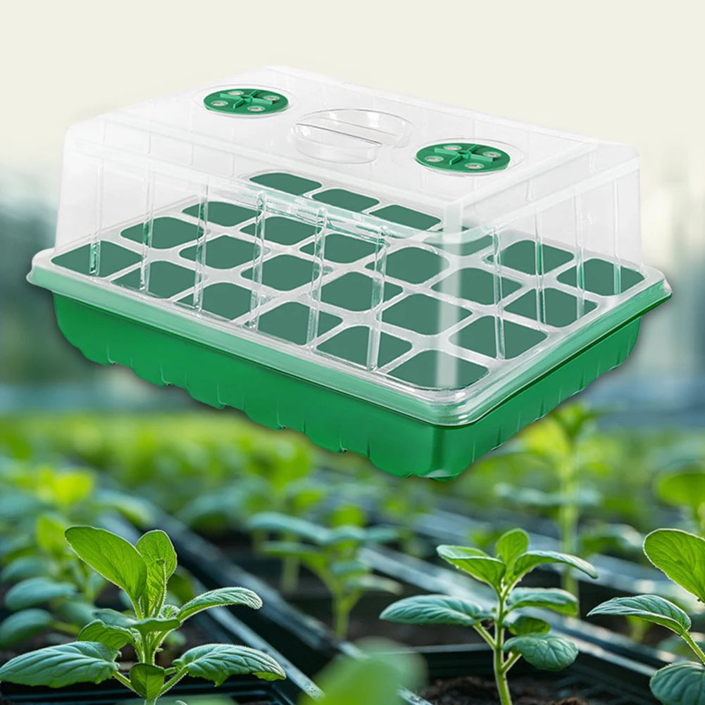 12/24/48 Holes Seed Starter Trays Gardening Seedling Pot Humidity Dome Plant Pot Garden Accessories Hydroponics Growing System