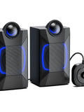 Bluetooth Computer Speakers, Dynamic RGB Desktop Speaker, 32W HiFi Stereo Bluetooth 5.0 or 3.5mm Aux-in PC Speakers, Wired USB P