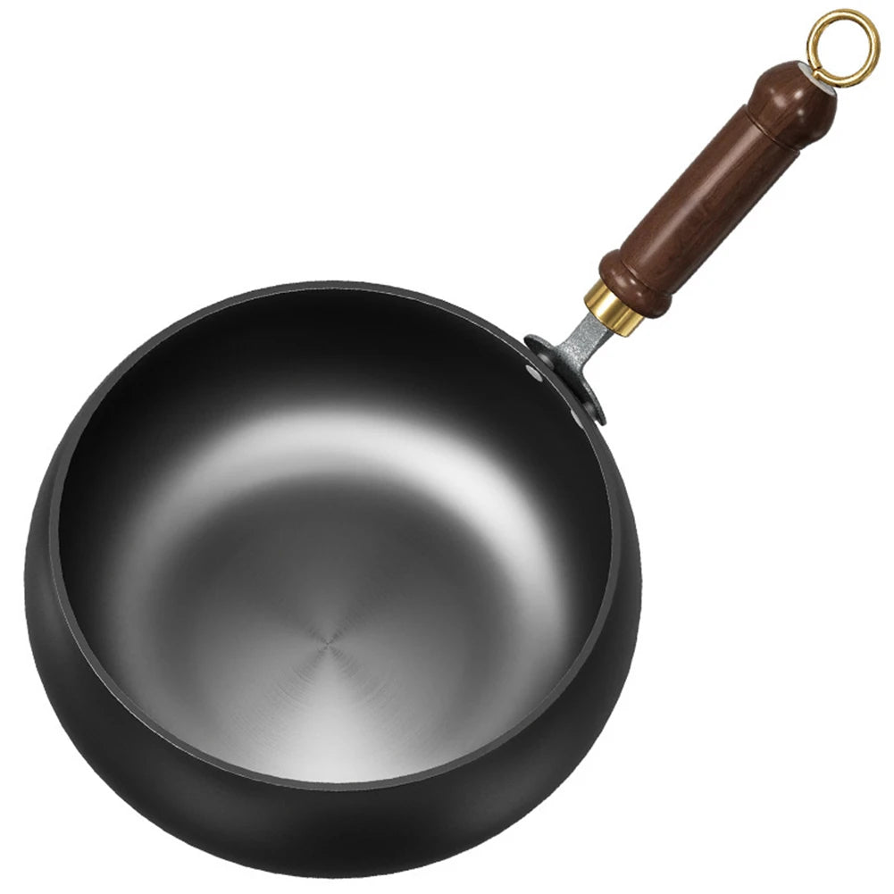 1pcs Iron Pot Big Belly Pot Pure Hand Forged Small Frying Pan Uncoated Iron Pot Non-stick Household Wok ﻿