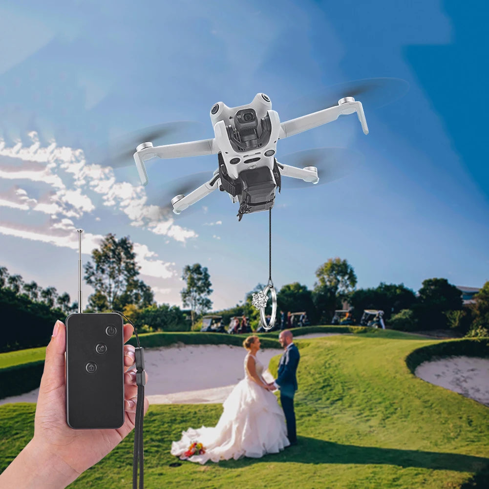 Drone Airdrop Thrower System for DJI Mini 4 3 Pro Universal Air Dropper Device with Remote Control for Fishing Wedding Search