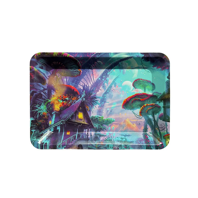 Cigar Rolling Tray Metal Storage Container Tinplate Household Supplies Accessories Size 18x12.5cm Storage Trays Various Patterns