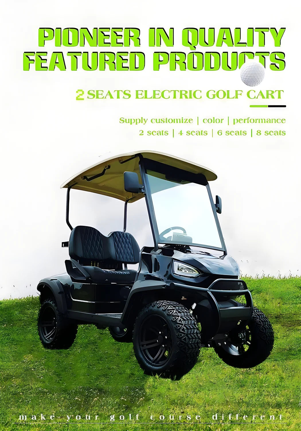 2025 New Product Luxury Heavy duty 2-seater Electric Big Wheel Club Cart Golf Cart  Electric handcart hunting cart