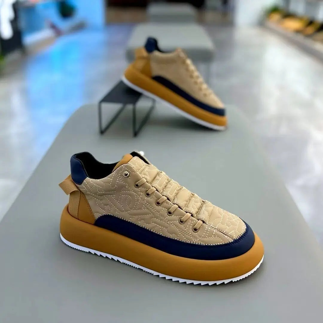 Men Spring Autumn Color Contrast Increased Casual Shoes Fashion Bandages Board Shoes High Quality Outdoor Boots British Style