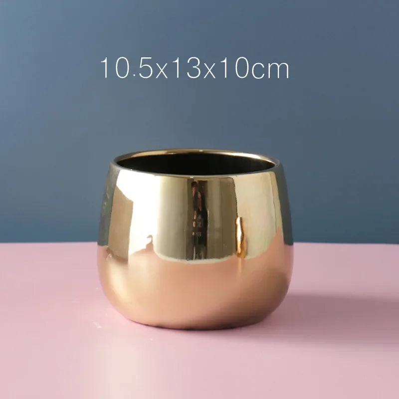 Creative Ceramic Small Flower Pot Nordic Electroplating Potted Hydroponic Flower Pot Ceramic Ornament Green Radish Succulent
