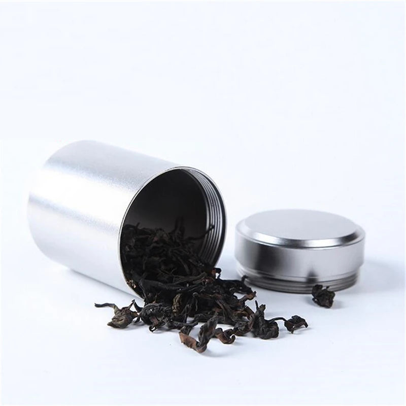 60ML Solid Color Airtight Smell Proof Container Aluminum Alloy Herb Stash Metal Sealed Can Tea Jar Storage Boxes