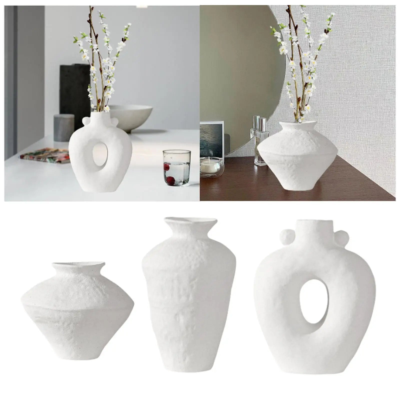 Ceramic Flower Vase,Minimalism Style Decoration,Nordic Style Modern Flower Pot,Art Vase for Desk Office Table Decoration