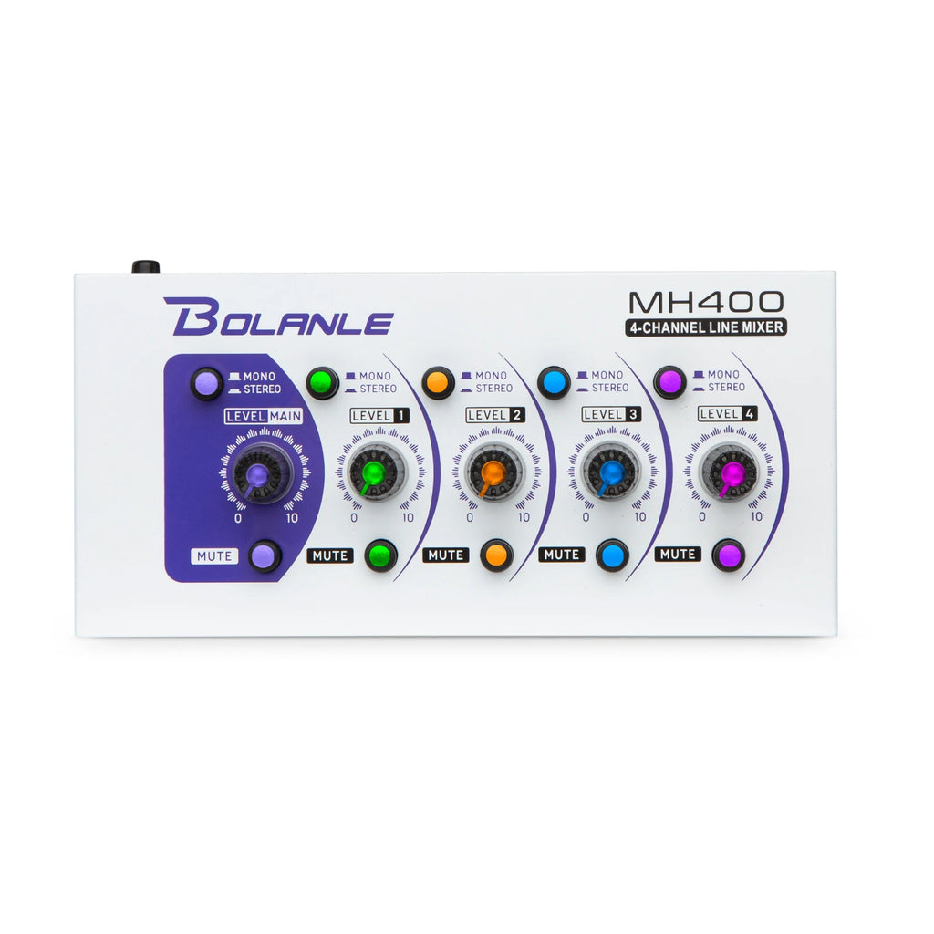 Bolanle Ultra Low-Noise 4-Channel Line Mixer Equipped with stereo mono switching and  mute function RGB lighting effect