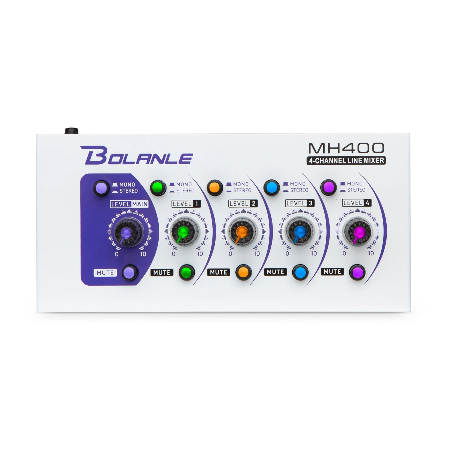 Bolanle Ultra Low-Noise 4-Channel Line Mixer Equipped with stereo mono switching and  mute function RGB lighting effect