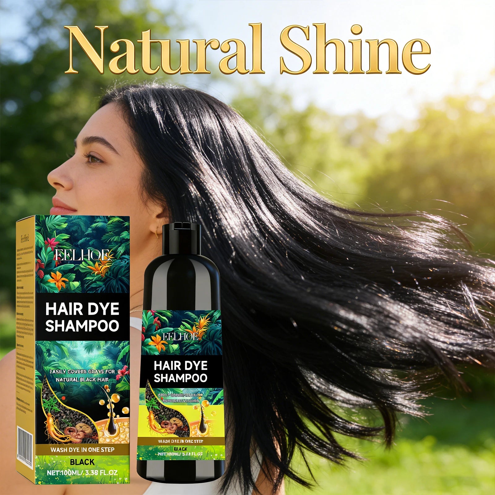 Black Hair Dyeing Shampoo Covering White Hair Enhancing Hair Shine Nourishing Root Beauty Hair Moisturizing Hairdressing Shampoo