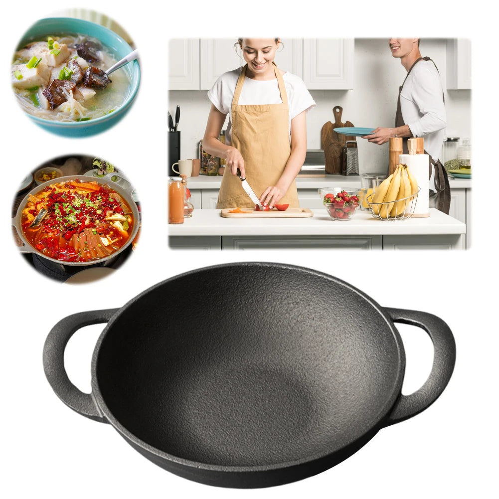 Cast Iron Pan Cooking Pot Multi-Purpose Saute Pan 19cm Fast Heat Saucepan Non-Stick Frying Pan for Camping Cooking