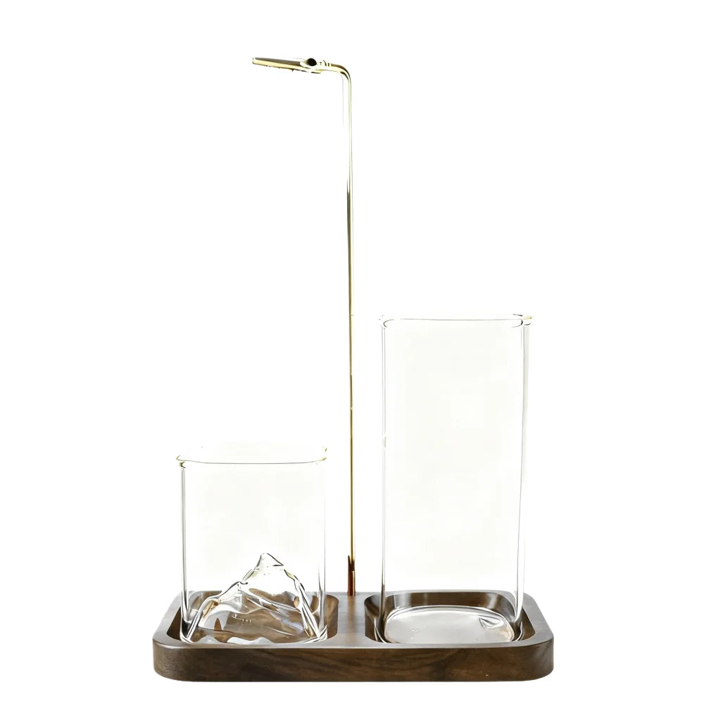 2 in 1 Fragrance Rack Anti-ash Aromatherapy Stove, Removable 3D Volcanic Glass Ash Tray with Walnut Base (suitable for Incense)