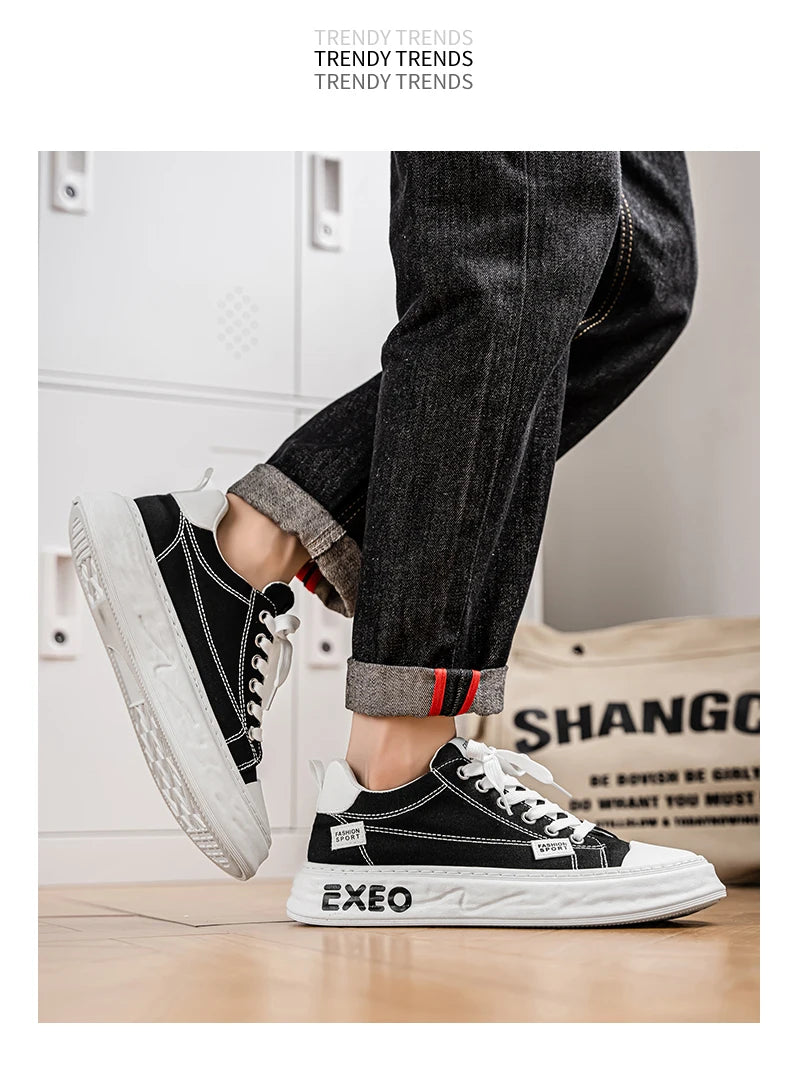 Casual Sneakers Sporty Design Trendy Flat Men's Canvas Shoes Breathable Low-Top Footwear Summer Winter Spring Autumn Wear