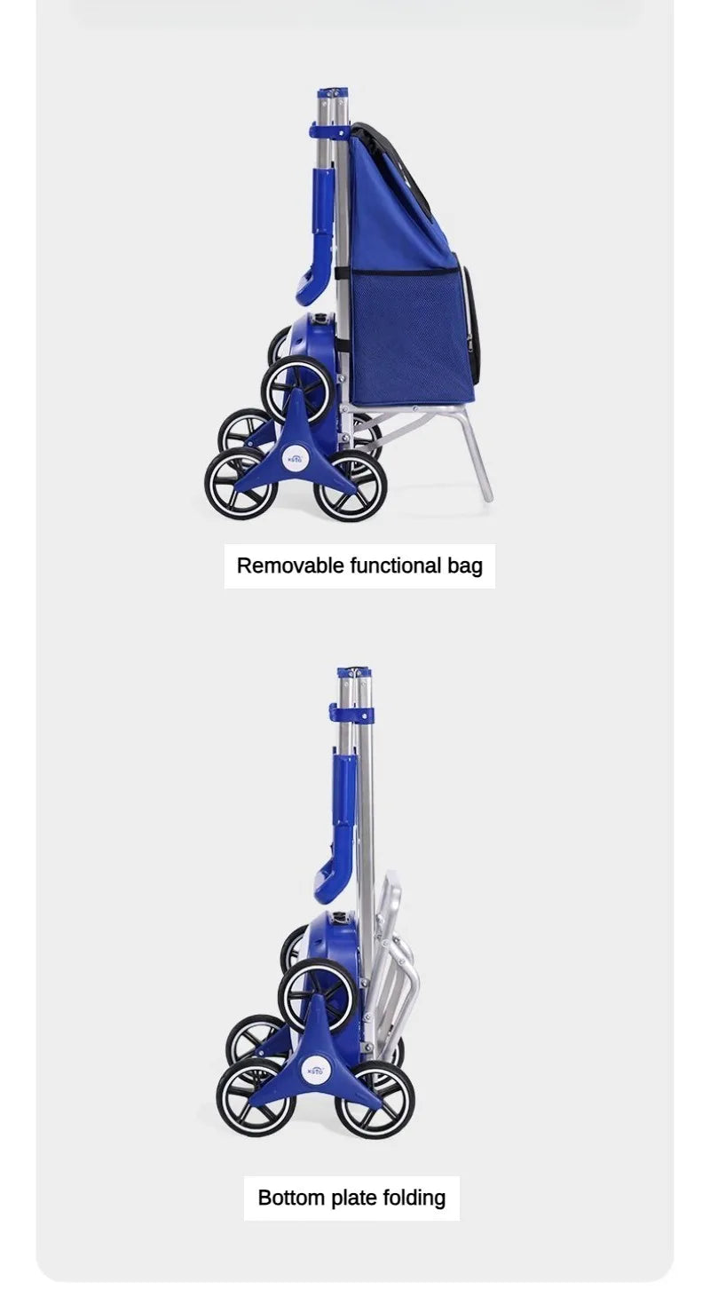 Electric Shopping Cart Folding Silent Outdoor Portable Stair Climbing Machine with Wheel Storage Bag Shopping Car Household Item
