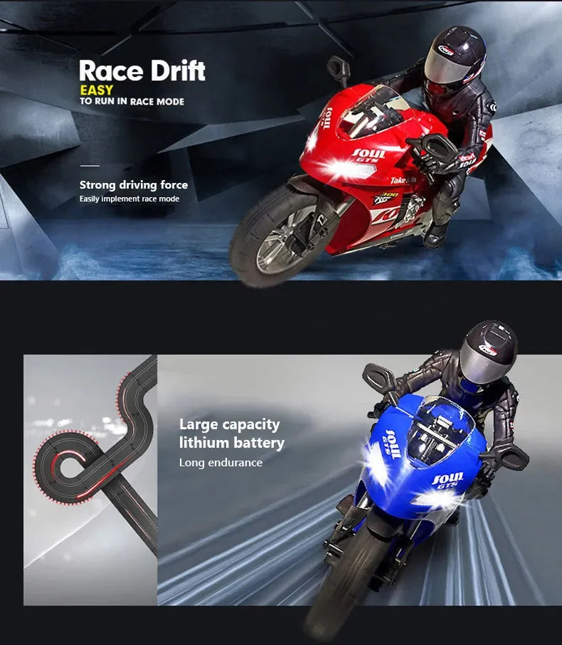 1/6 RC Motorcycle Rc Cars Self-stable Balance Standing on One Wheel Competitive Racing Drift Stunt Electric Motorcycle for Kids