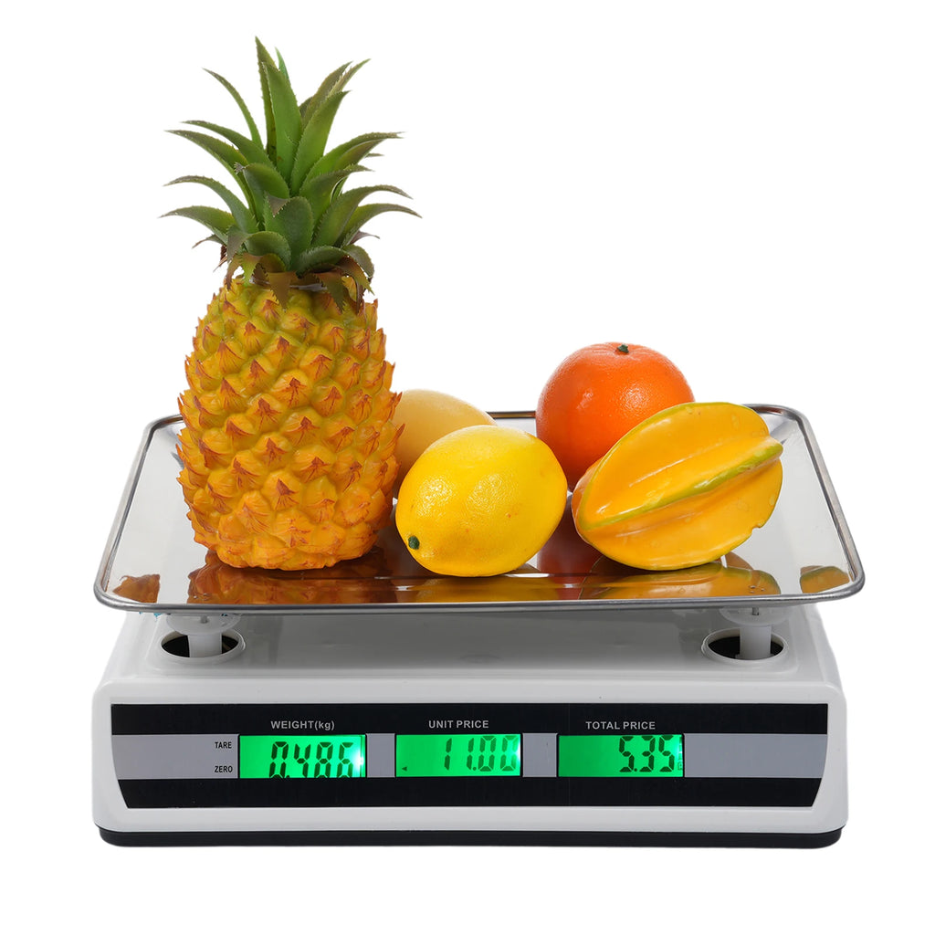 0KG Digital Price Scale Electronic Price Computing Scale with Stainless Steel Large Platform Dual LCD Display Big Button