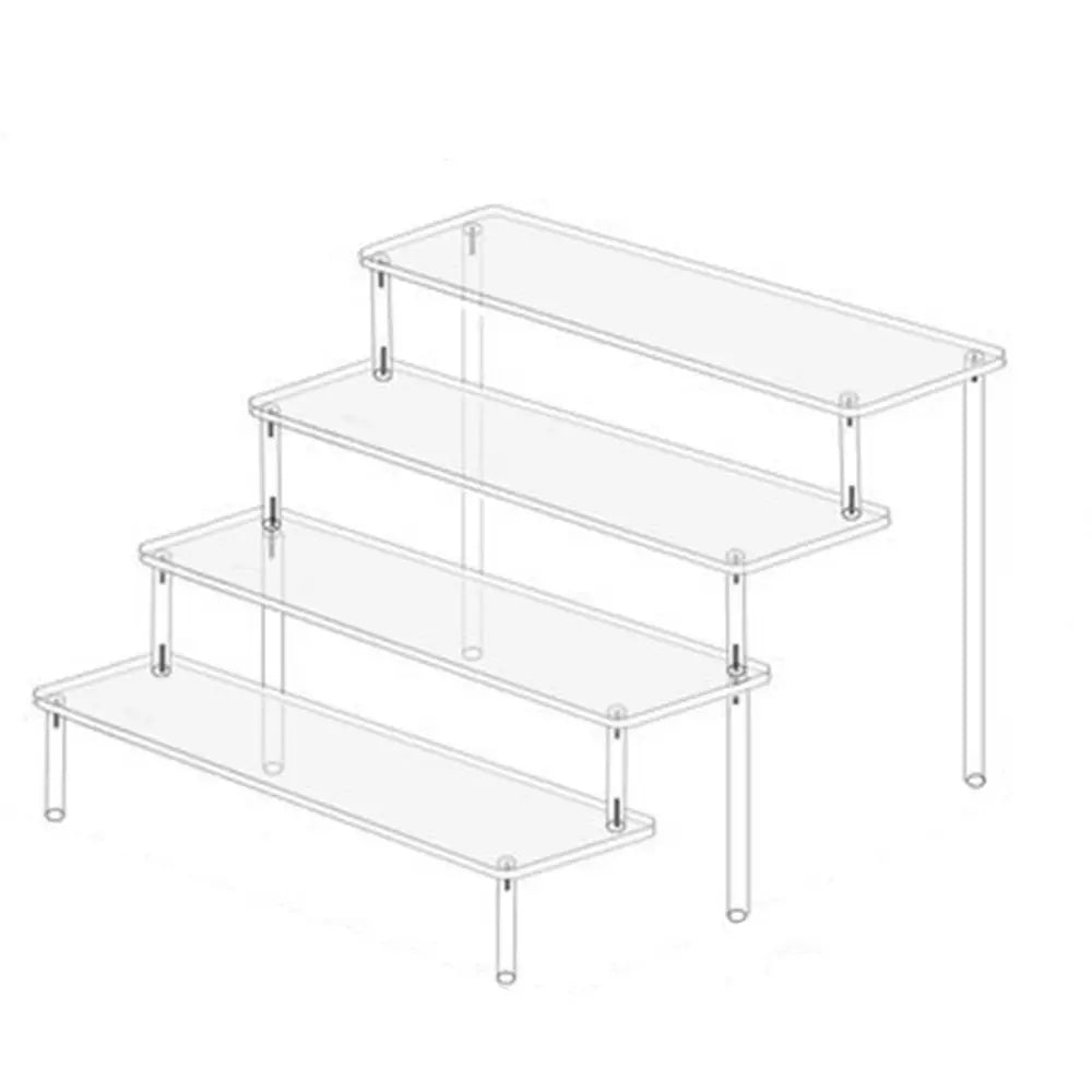 1-5 Tier Acrylic Display Stand Durable Display Rack For Cupcake Perfume Doll Transparent Trapezoidal Blind Box Storage Shelf