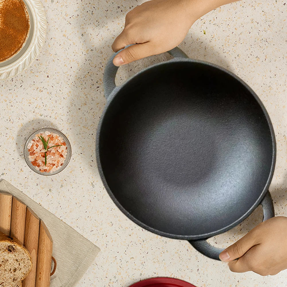 Cast Iron Pan Cooking Pot Multi-Purpose Saute Pan 19cm Fast Heat Saucepan Non-Stick Frying Pan for Camping Cooking