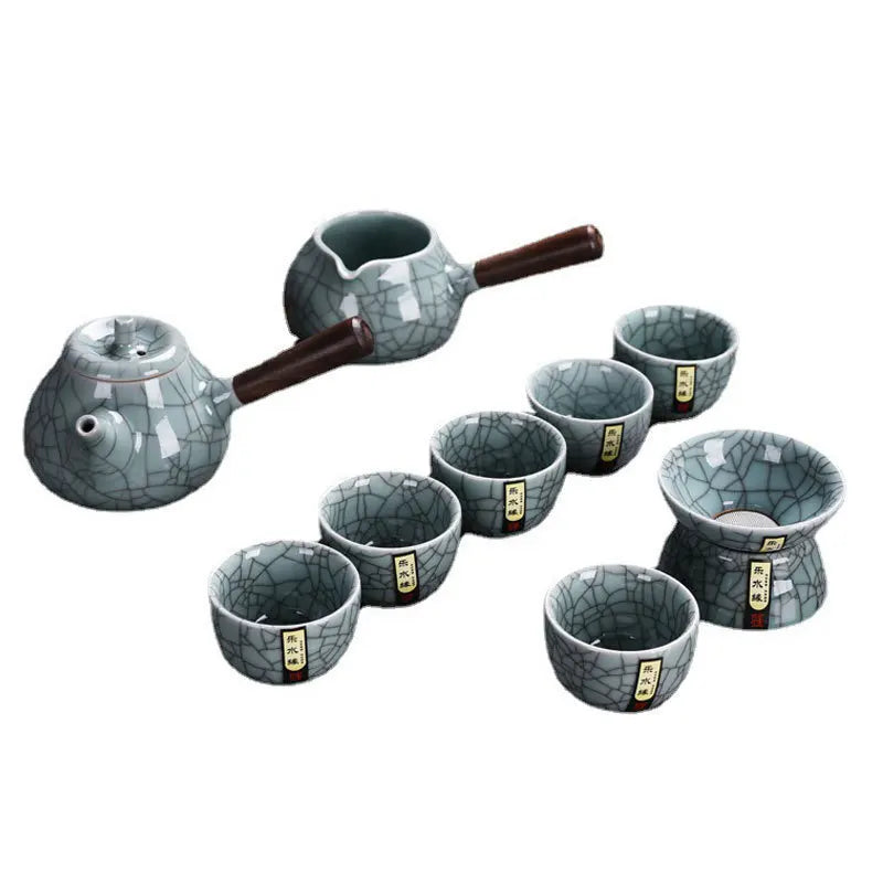 Exquisite Crackle Glaze Kung Fu Tea Set with Premium Teapot in Elegant Gift Box