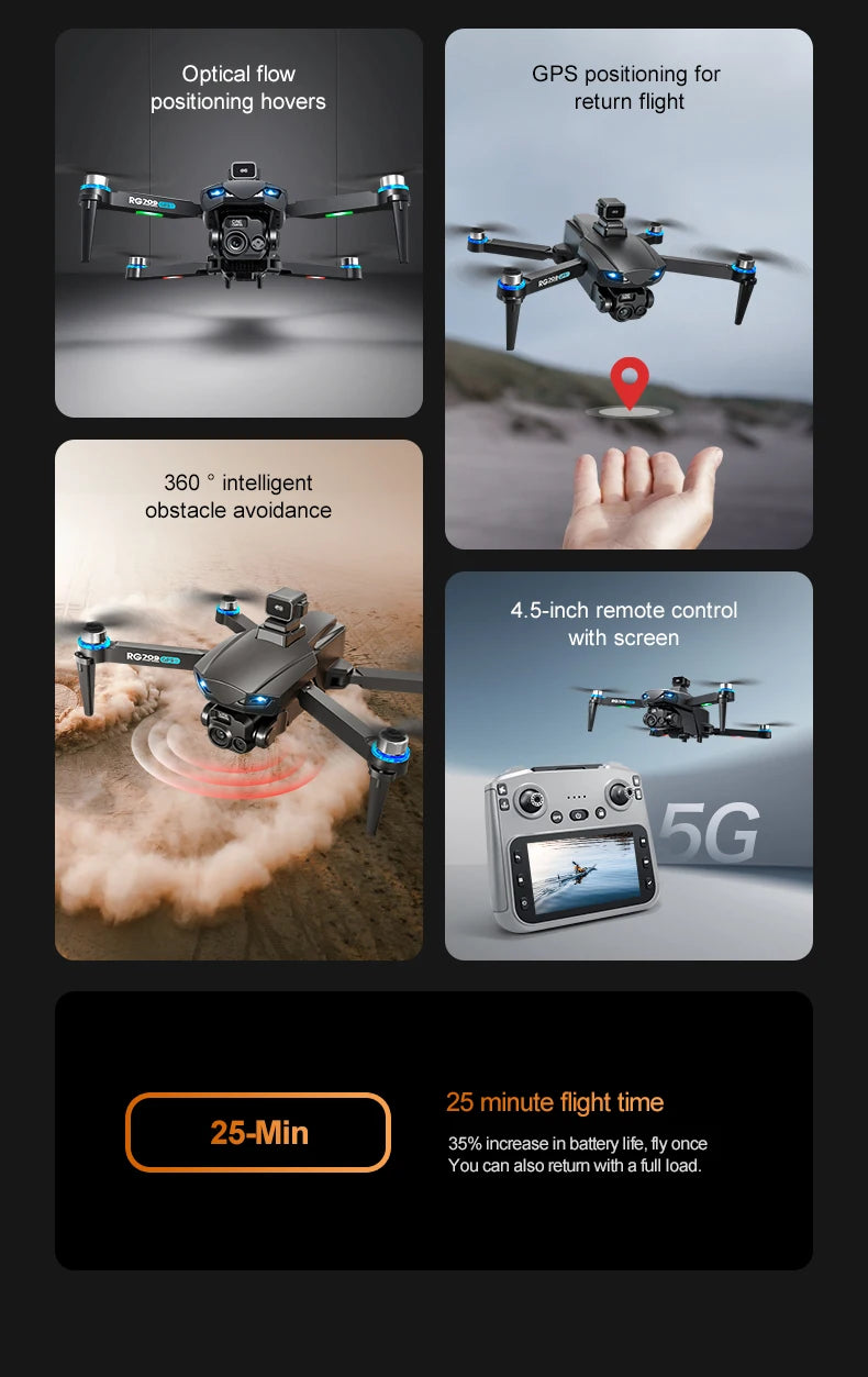 Drone Professional GPS 8K HD Dual Camera RC Drones with Screen 5G WIFI Image Transmission FPV Aerial UAV Obstacle Avoidance Dron