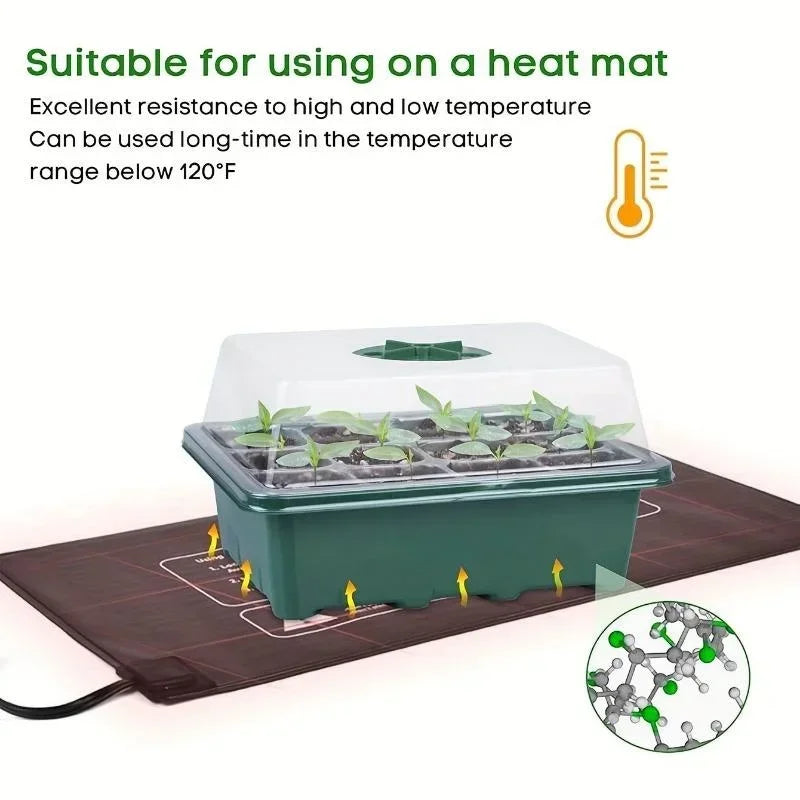 12Grids Seed Starter Tray with Ventilation Hole Seeds Growing Cultivation Planting Box Mini Greenhouse Plant Starter Kit