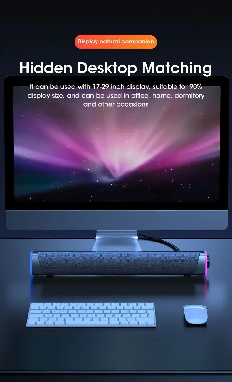 2.1 Channel Soundbar with Subwoofer, Bluetooth 5.0 Speaker System for TV/PC, USB Powered Stereo Bass HD Audio for Laptop/Macbook