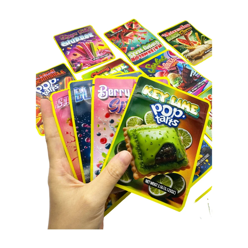 50Pcs Empty Paper Box With Mylar Bag 3.5Gram Packaging Boxes Resealable Zipper Lock Pouch Strawberry Watermelon Plastic Case