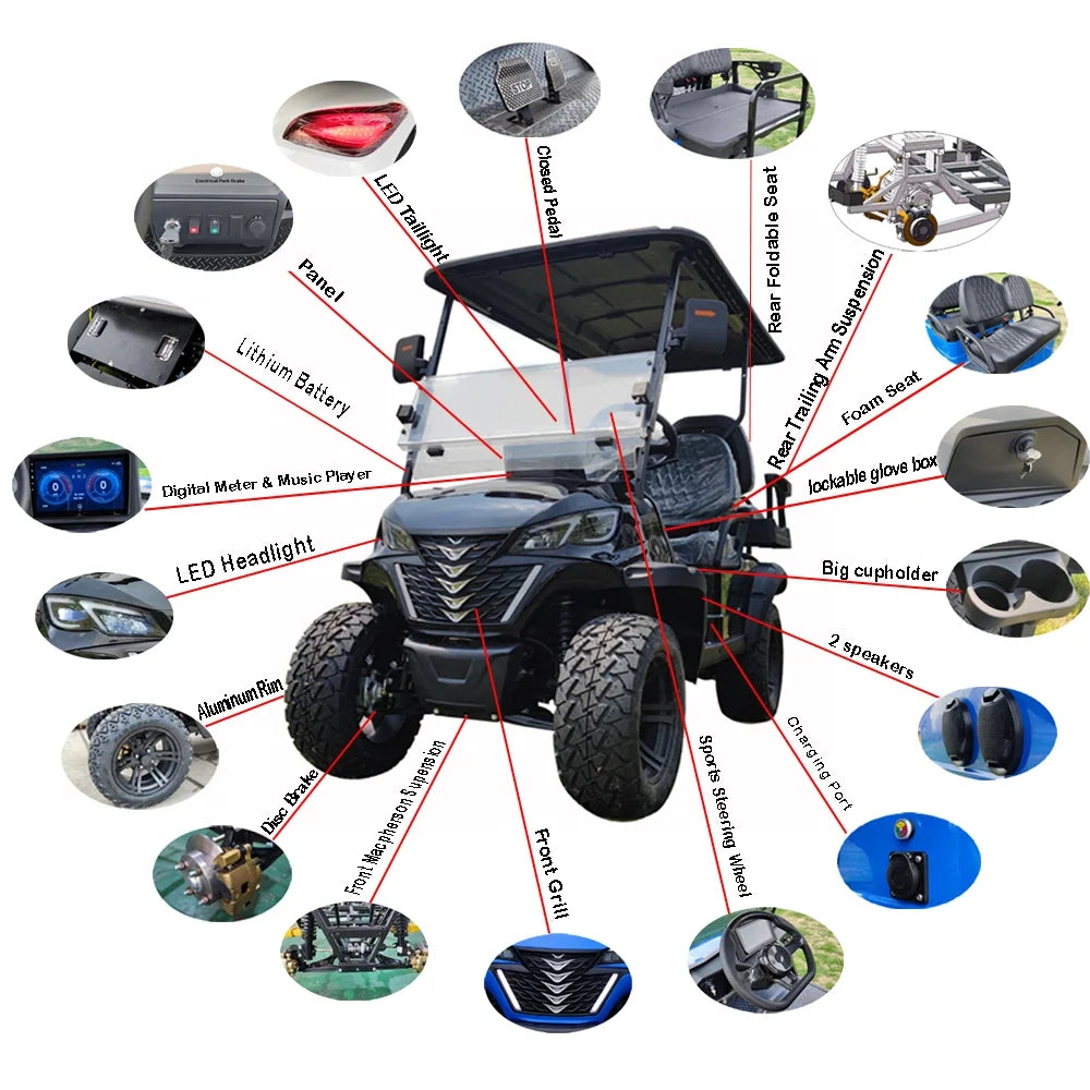 2/4/6/8 Seats Hunting Golf Cart Street Legal Electric off Road Golf Carts Car Buggy Golf Scooter Gocart