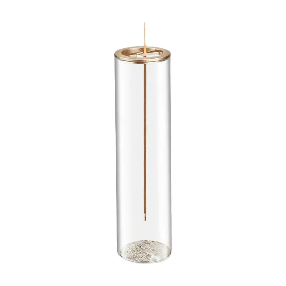 Cylindrical Shape Incense Stick Stand Transparent Minimalist Glass Incense Burner Zen Style Upside-Down Incense Holder